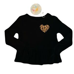 Little Sleepies Play Black Long Sleeve with Leopard Heart Accent